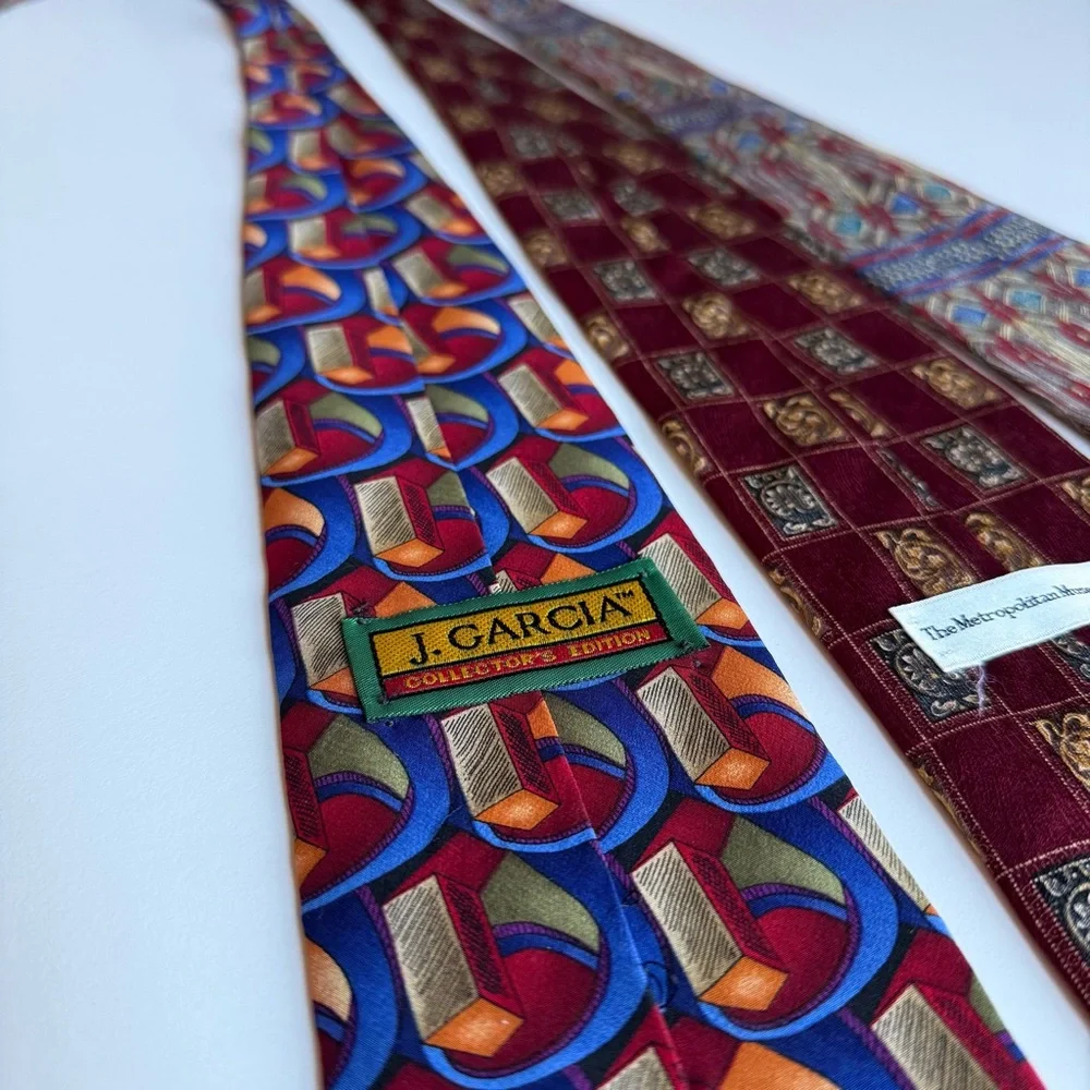 Lot of 3 Vintage Silk Tie J. Garcia Collector’s Edition Metropolitan Museum Art